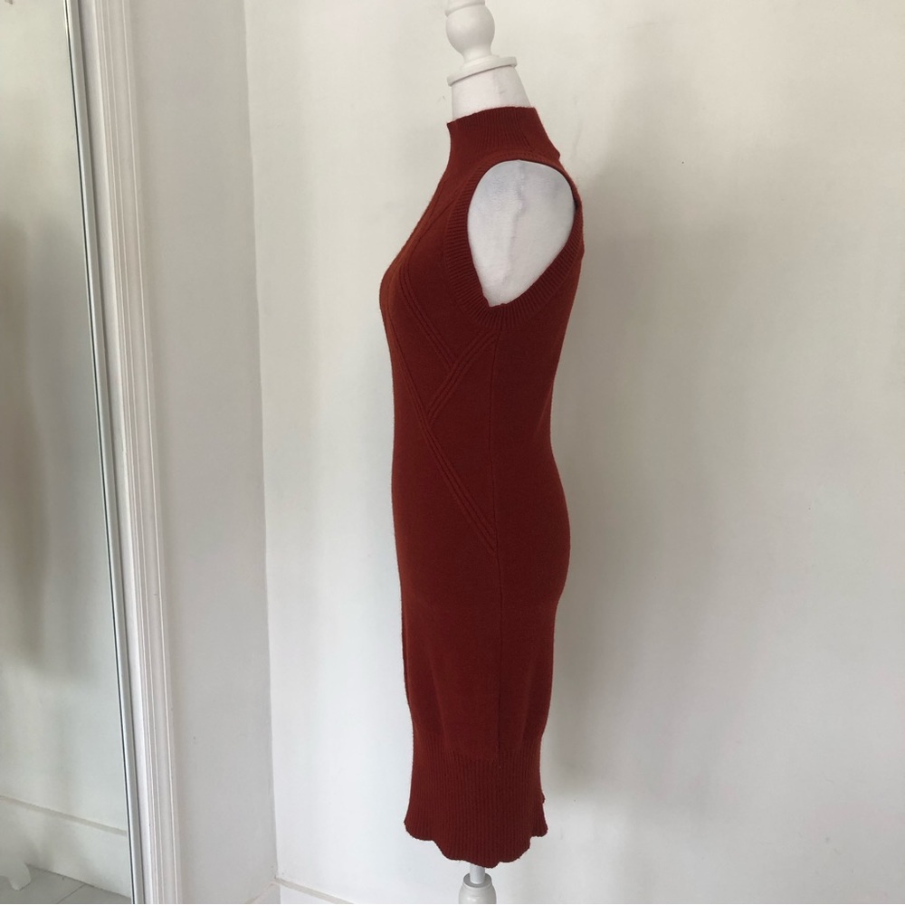 Ali & Jay Women Red Wood Mock Neck Sleeveless Knit Midi Dress Sz M View 5
